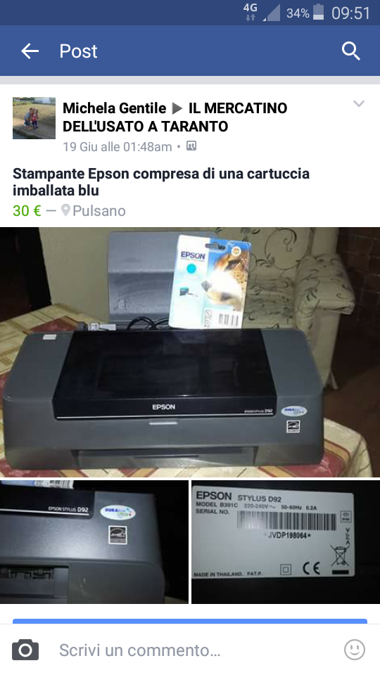 Stampante Epson silyus 92